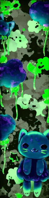 Free kawaii cats bookmark featuring a blue slime cat